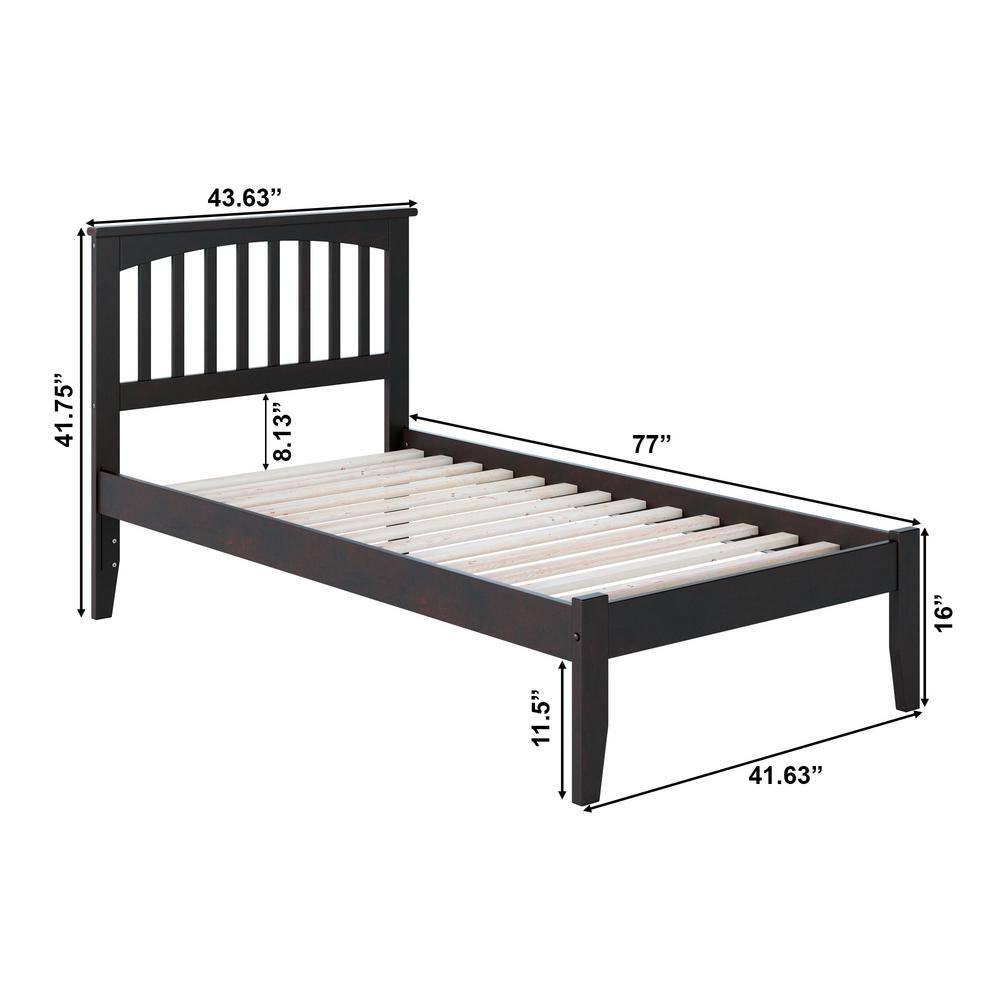 Espresso Twin Mission Wood Frame Bed with Storage