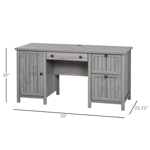 HOMCOM Home Office Desk with Hutch and Storage Cabinet and 6