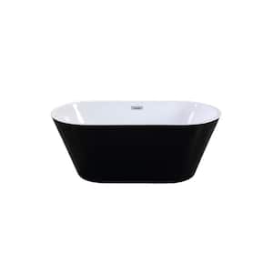 59 in. x 30 in. Acrylic Soaking Bathtub with Center Drain in Black and White