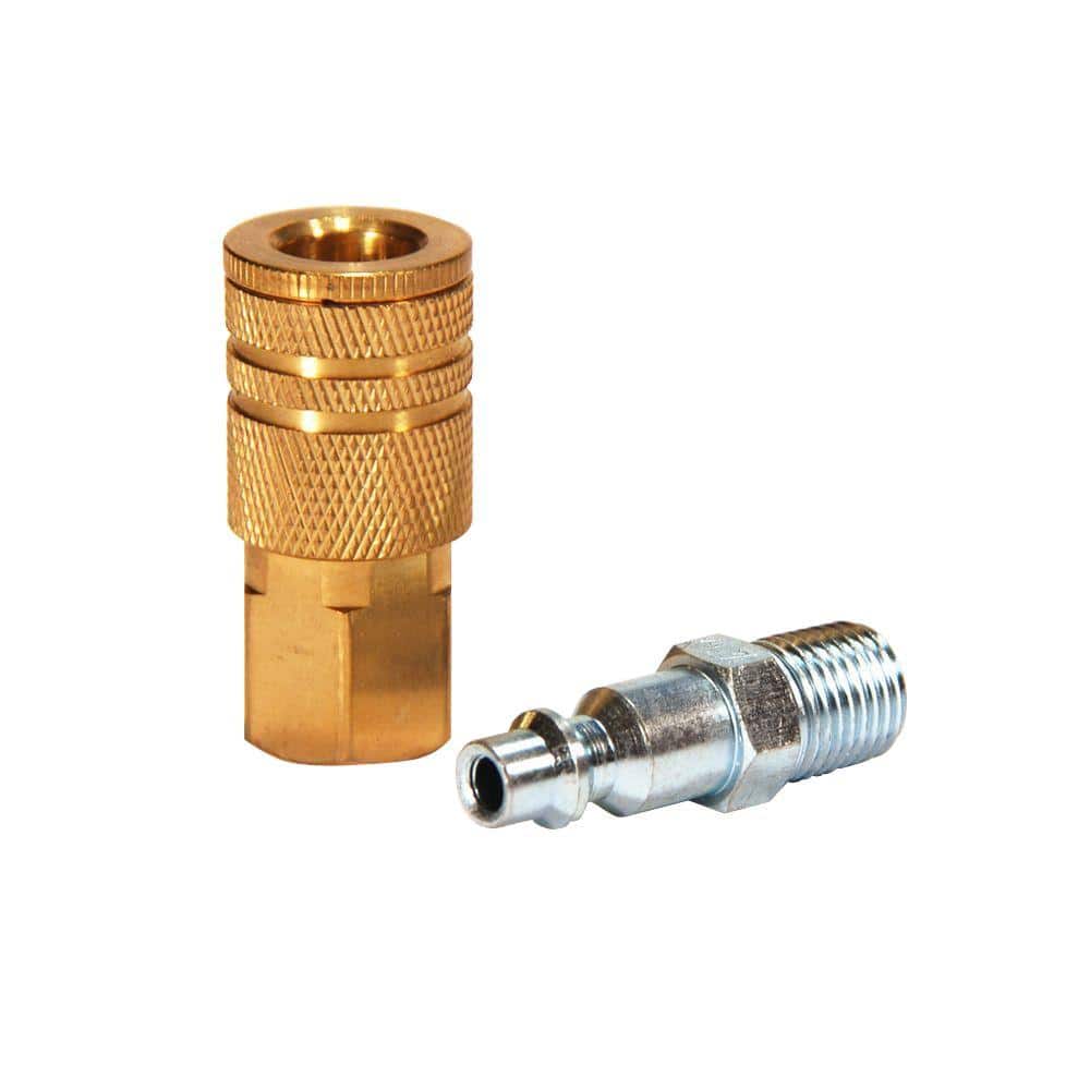 Primefit 1/4 in. Industrial Brass Coupler Set with Male Plug (2Piece