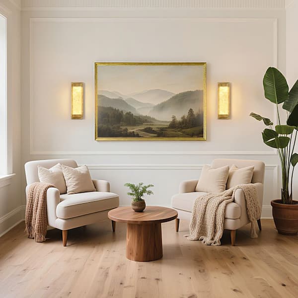 Modern 1-Light Vintage Gold Leaf LED Wall Sconce with Textured Acrylic Accent, Foyer, Powder Room Wall Light