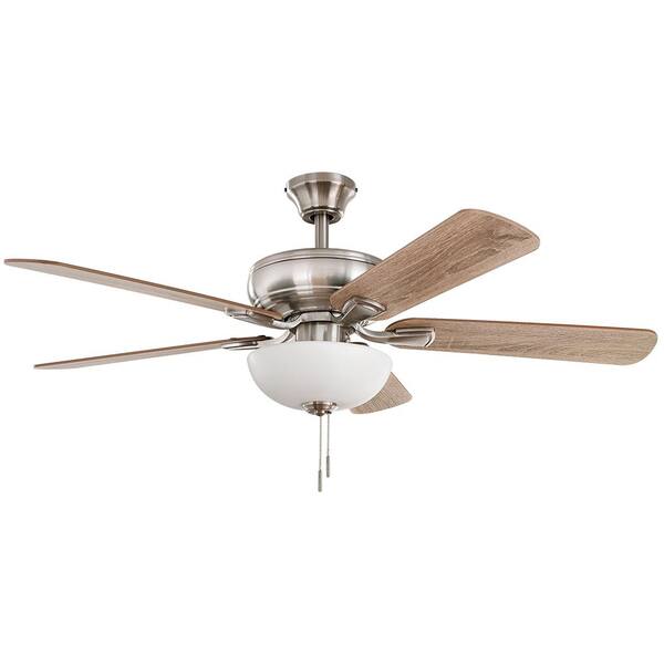 Hampton Bay Rothley II 52 in. Brushed Nickel Smart LED Ceiling Fan with Light and Remote Works with Google Assistant and Alexa