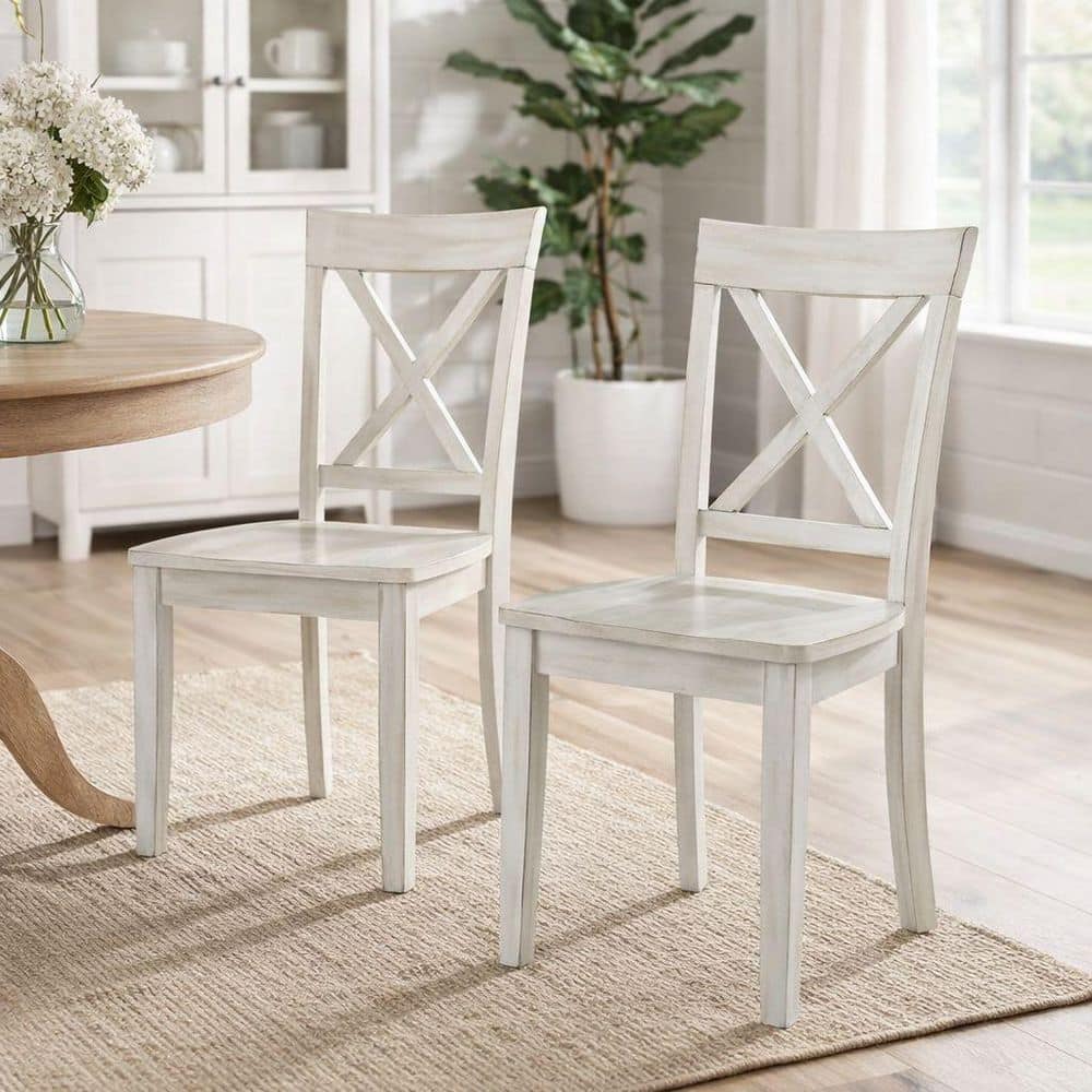Boraam Jamestown White Wash Dining Chairs (Set of 2) 77405 - The