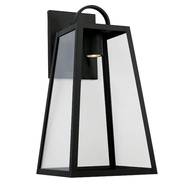 Leighton 23 in. 1-Light Black Outdoor Hardwired Night Sky Wall Lantern Sconce with Clear Glass and No Bulbs Included
