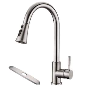 ABAD Single-Handle Pull-Down Sprayer Kitchen Faucet Stainless Steel with Swivel Spout in Brushed Nickel