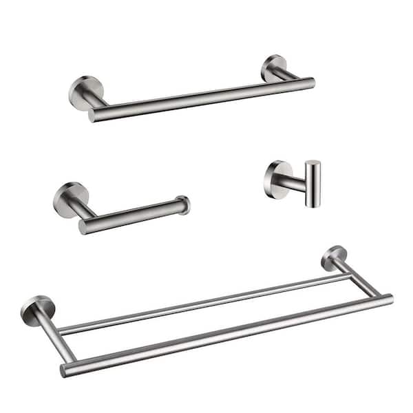 4 - Piece Brushed Nickel Bathroom Hardware Set
