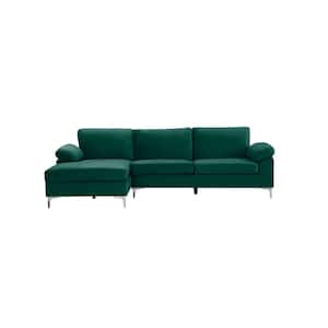 103.5 in. W 2-piece Velvet Left Hand Facing Sofa, Modern Sectional Sofa in Green with Chaise