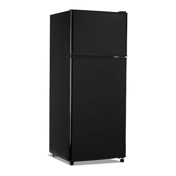4 cu. ft. Compact Mini Refrigerator with 1.2 cu. ft. Top Door Freezer in Black, 7-Level Temp Adjustable, Low Noise
