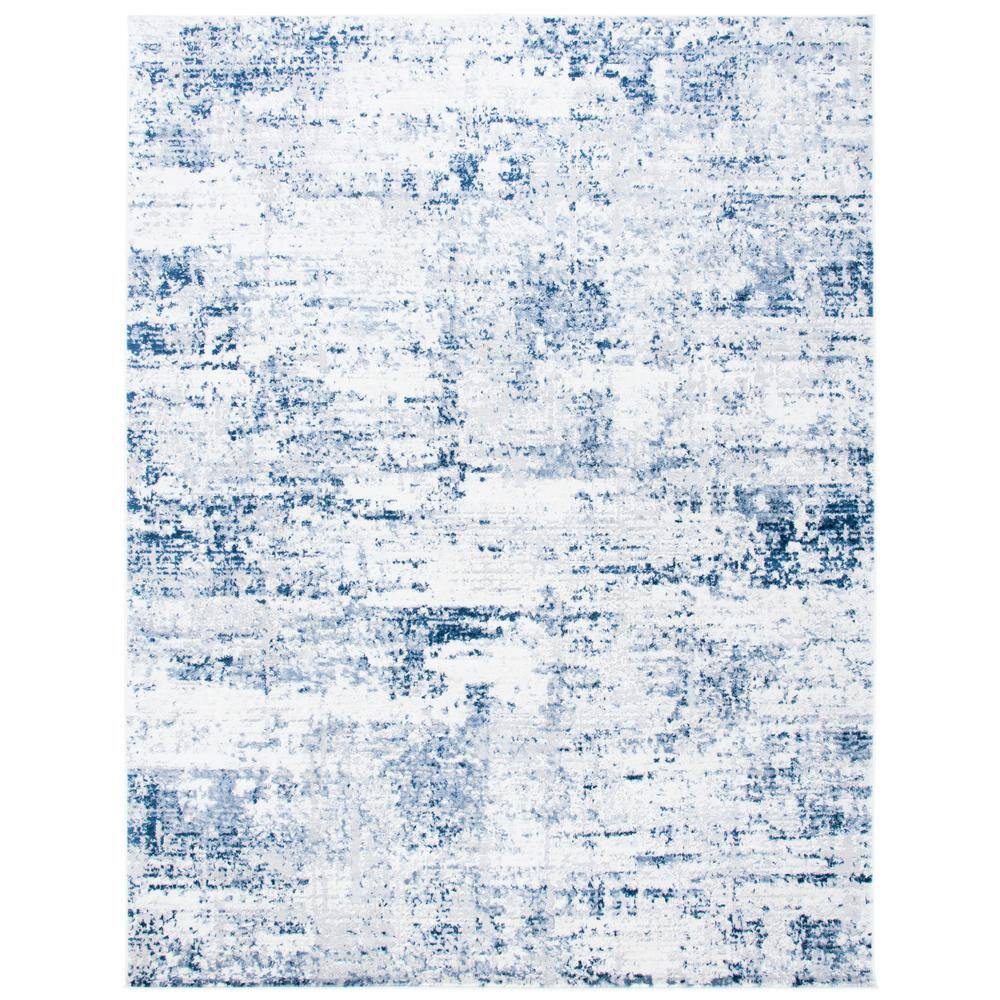 Amelia Ivory and Navy Abstract Synthetic Area Rug, 12' x 18'
