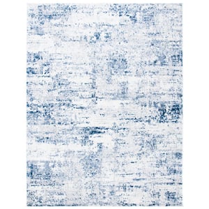 Amelia Ivory/Navy  12 ft. x 18 ft. Abstract Distressed Area Rug