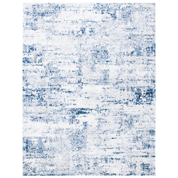 SAFAVIEH Amelia Ivory/Navy  12 ft. x 18 ft. Abstract Distressed Area Rug