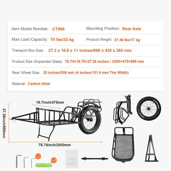 SVOPES 70 Bike Cargo Trailer, Capacity Heavy