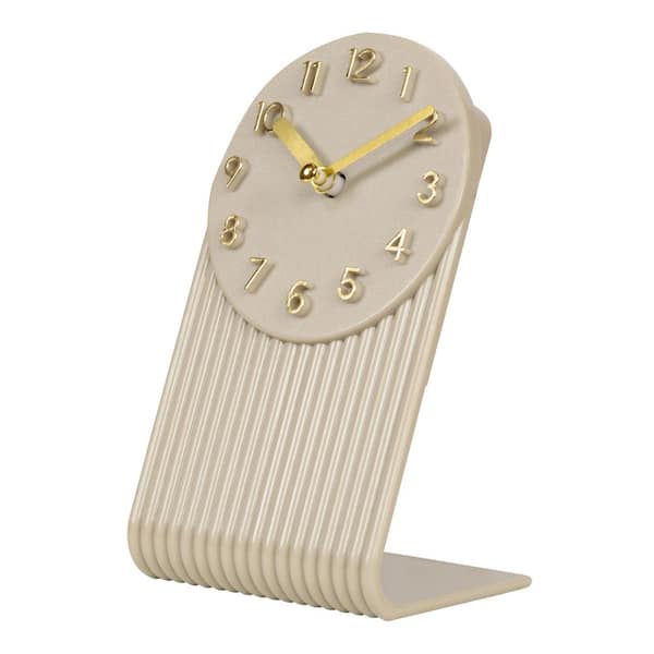 Grooves Soft White Quartz Analog Tabletop Clock