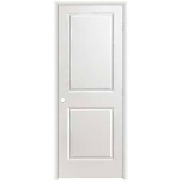 Masonite 30 in. x 80 in. 2 Panel Square Primed Left-Hand Hollow Core Composite Single Prehung Interior Door with 327 Casing