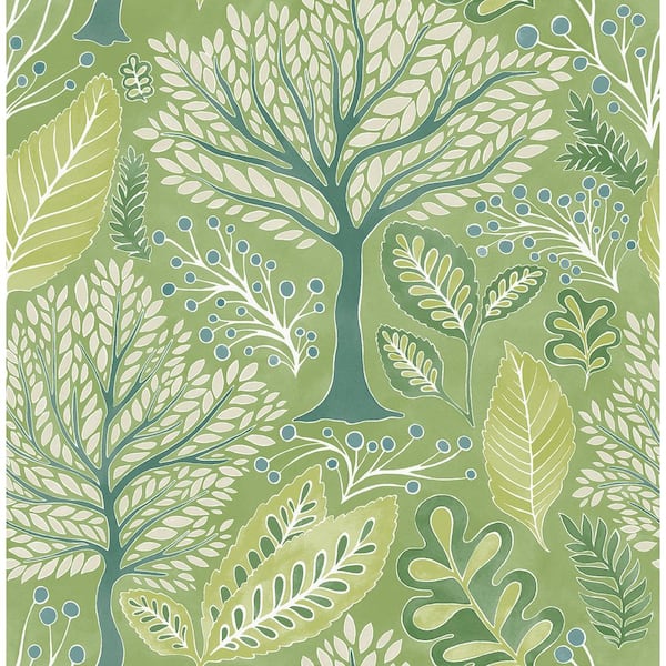 Advantage Kiah Green Forest Matte Non-Pasted Non-Woven Wallpaper Sample