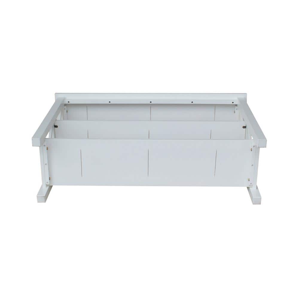 White Solid Wood Rectangular Console Table with Shelves