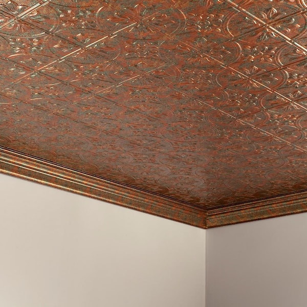 Traditional #2 2 ft. x 4 ft. Glue Up Vinyl Ceiling Tile in Copper Fantasy (40 sq. ft.)