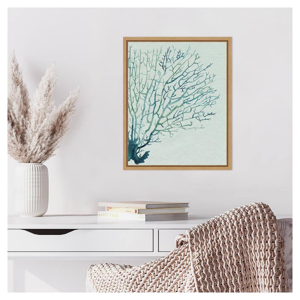 Seaglass Shadow I Abstract Tree Canvas Print with Maple Frame