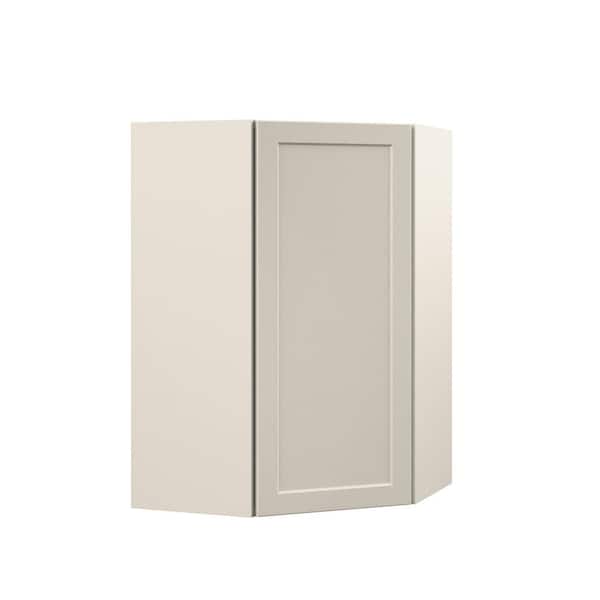 Hampton Bay Designer Series Melvern 24 in. W x 24 in. D x 36 in. H Assembled Shaker Diagonal Corner Wall Kitchen Cabinet in Cloud
