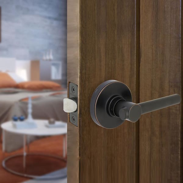 Highland Aged Bronze Hall and Closet Door Lever with Round Rose