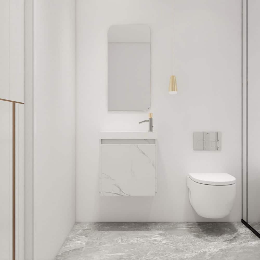 19.7 in. W x 9.9 in. D x 21.3 in. H Wall-Mounted Bath Vanity in White with 