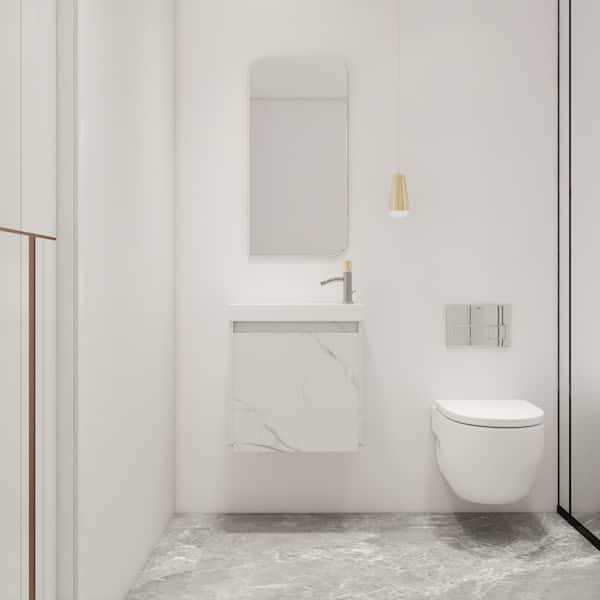 19.7 in. W x 9.9 in. D x 21.3 in. H Wall-Mounted Bath Vanity in White with White Resin Vanity Top