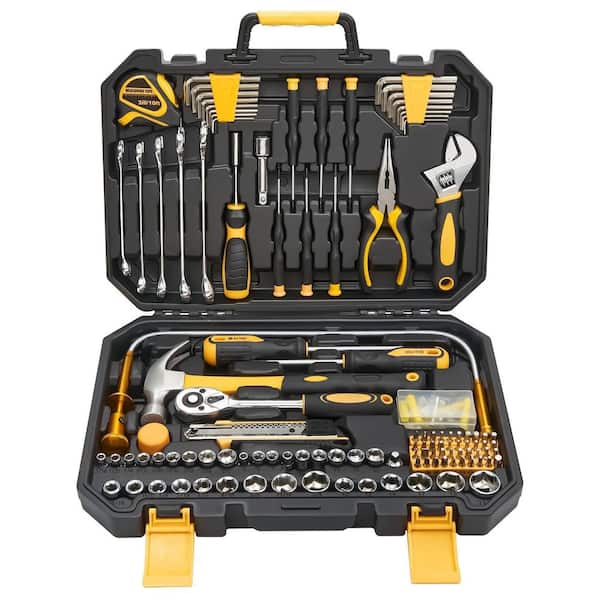 159 Piece Chrome Vanadium Steel Tool Kit Household DIY Tool Set with Portable Plastic Storage Case for Home Repairs