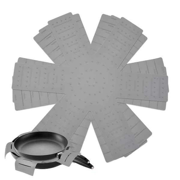Gray Silicone Pot and Pan Protector Cookware Separator 3 Pack Anti-Slip Foldable Dividers for Stacking