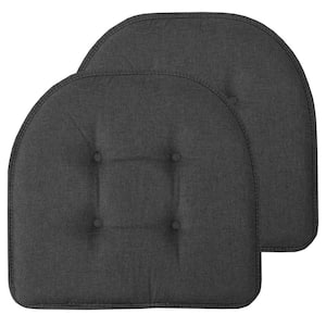 Solid Memory Foam 17 in. x 16 in. U-Shape Non-Slip Indoor/Outdoor Chair Seat Cushion, Charcoal (2-Pack)