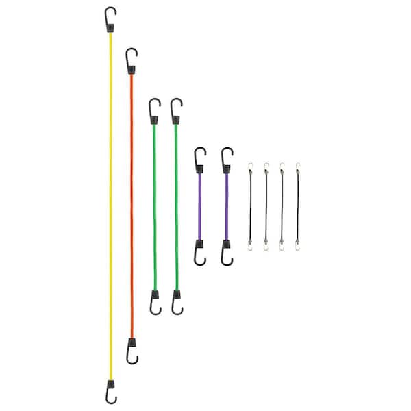 Standard Bungee Cord with Hooks Value Pack Assortment - 10 piece