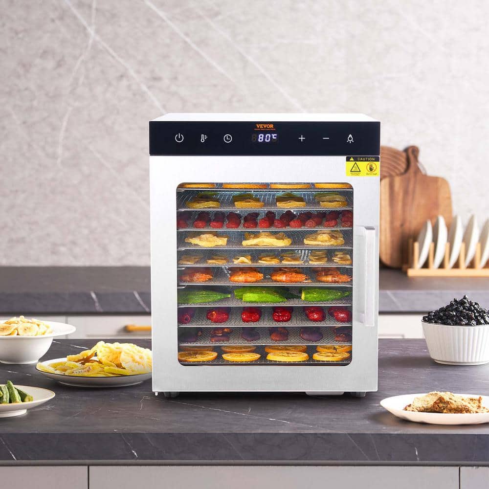 Stainless Steel 10-Tray Food Dehydrator with Adjustable Thermostat
