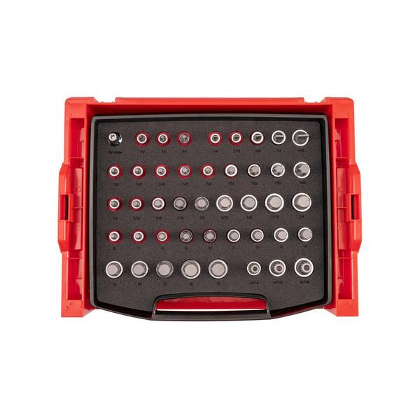 1/2 Inch Drive Bit Socket Set with Open Top Drawer and Rack (44-Piece)