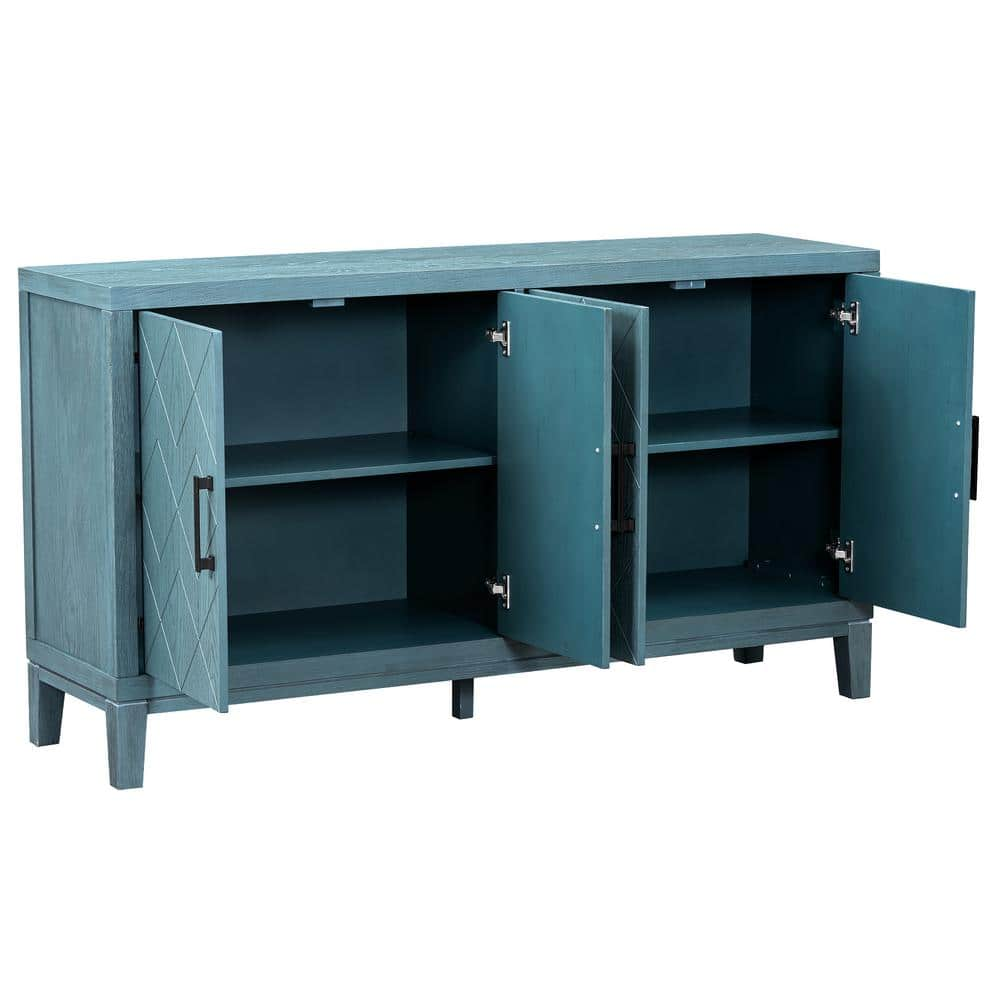 60 in. W x 16 in. D x 33 in. H Bathroom Blue Linen Cabinet 2024-1-6-2 ...