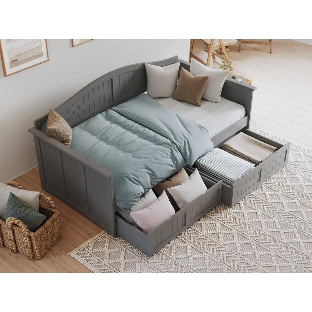 Nantucket Gray Twin Wood Daybed with Storage Drawers