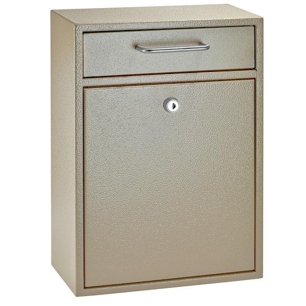 Mail Boss Olympus Locking Wall-Mount Drop Box with High Security Reinforced Patented Locking System, Tan