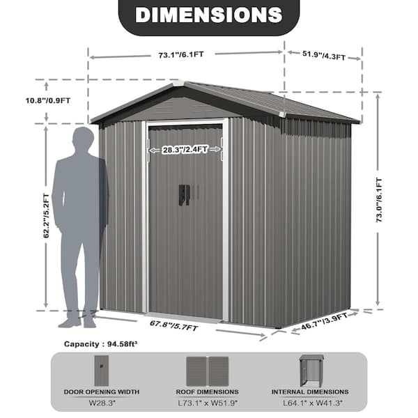 Nuu Garden 6 ft. x 4 ft. Metal Outdoor Backyard Garden Storage