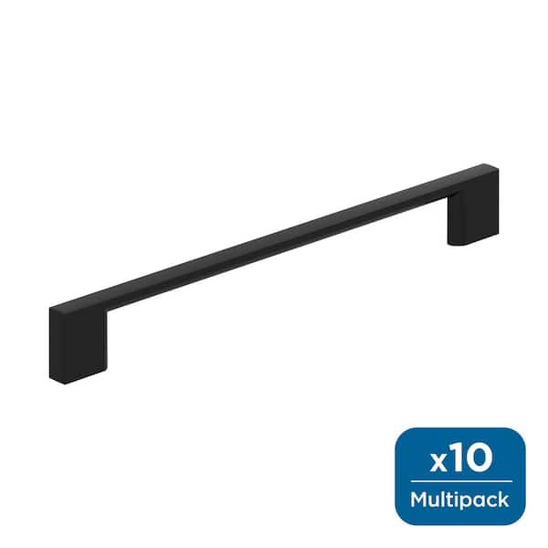 Amerock Cityscape 7-9/16 in. (192 mm) Center-to-Center Matte Black Cabinet Bar Pull (10-Pack )