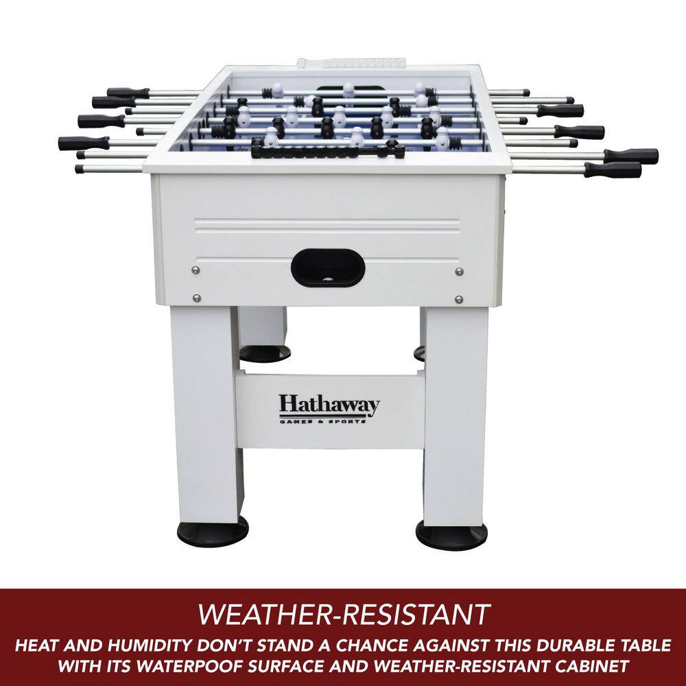 Highlander 55'' White Outdoor Foosball Table with Aluminum Rods