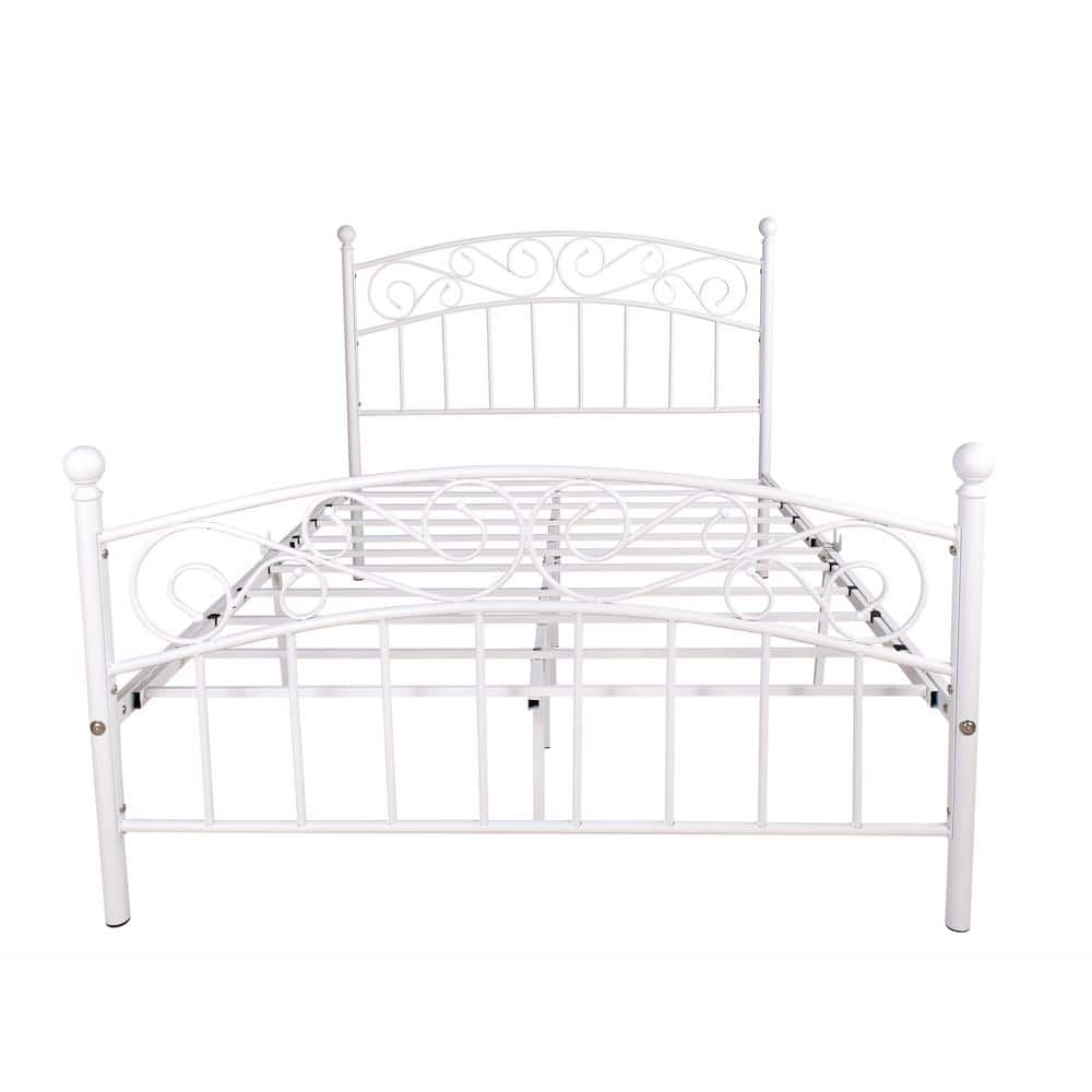 53.94 In. W White Metal Frame Full Platform Bed SW-WH-08 - The Home Depot