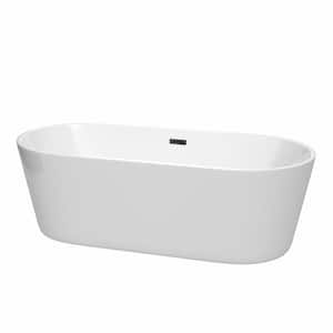 Carissa 71 in. Acrylic Flatbottom Bathtub in White with Matte Black Trim