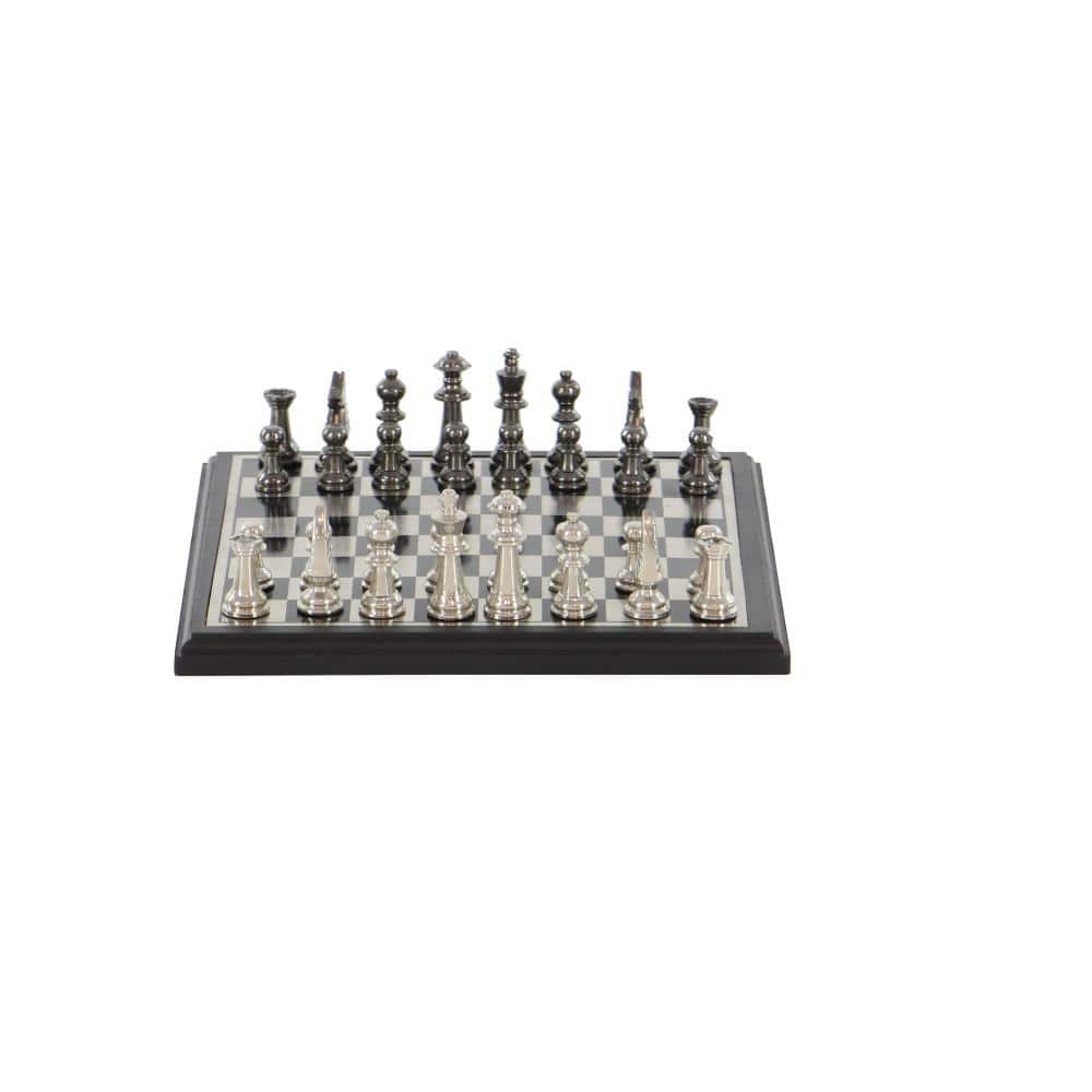 Black and Silver Aluminum Chess Set with Square Board