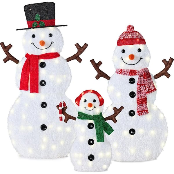 Best Choice Products 48 in. White LED 3-Piece 2D Lighted Snowman