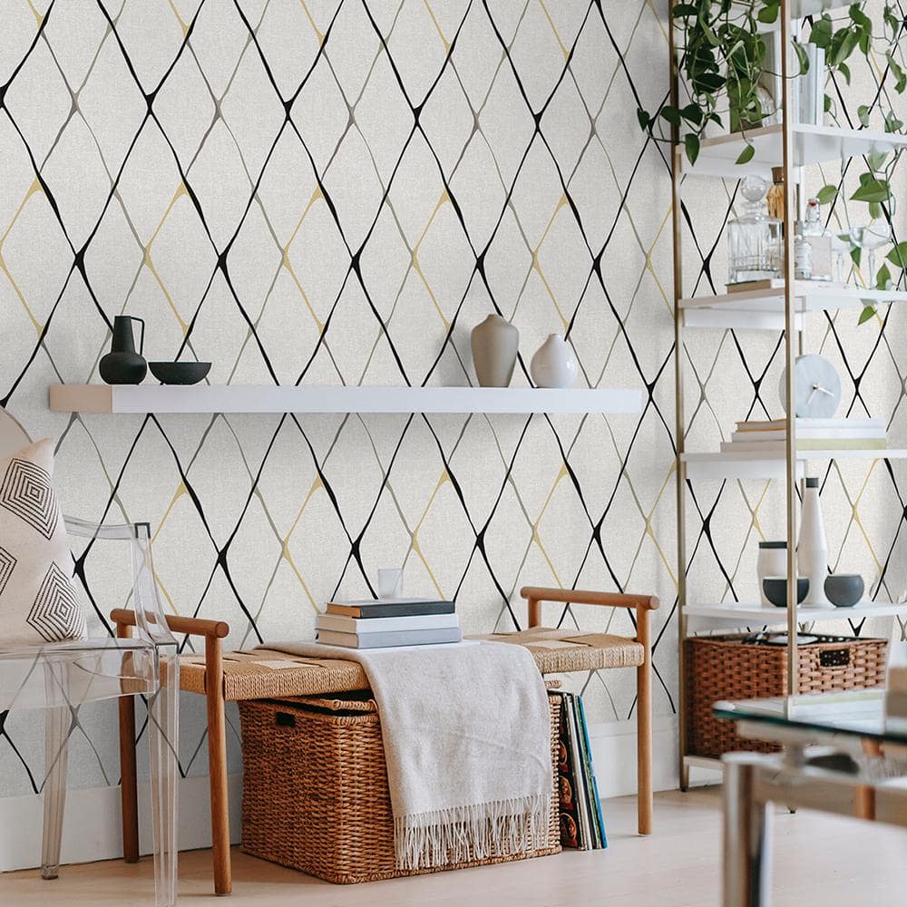 Graphite Diamondlike Geometric Peel and Stick Wallpaper Roll