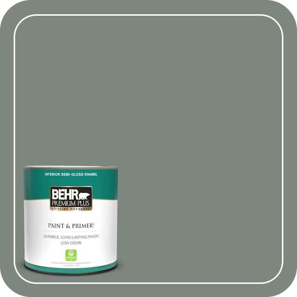 BEHR PREMIUM PLUS 1 qt. #700F-5 Wild Sage Semi-Gloss Enamel Low Odor Interior Paint & Primer