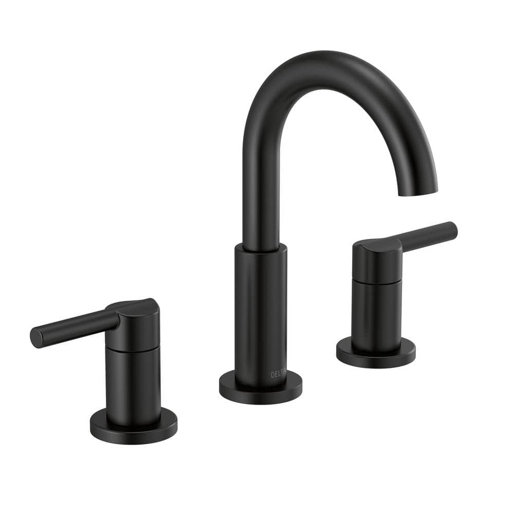 UPC 034449953542 product image for Nicoli J-Spout 8 in. Widespread 2-Handle Bathroom Faucet in Matte Black | upcitemdb.com