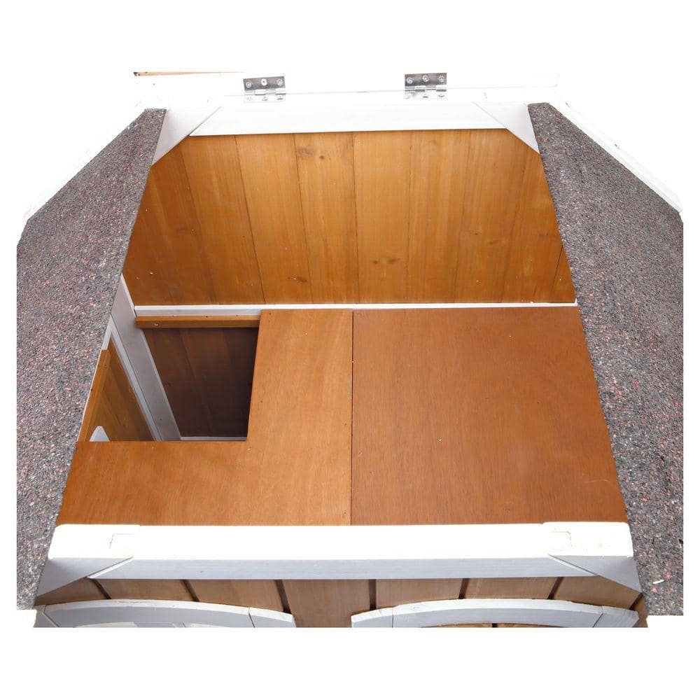 2-Story Weatherproof Brown and White Wooden Outdoor Cat House