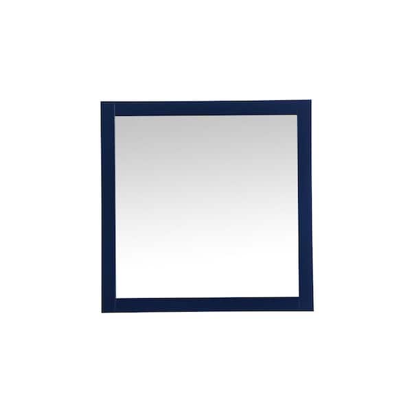 Unbranded Timeless Home 36 in. W x 36 in. H x Modern Wood Framed Rectangle Blue Mirror