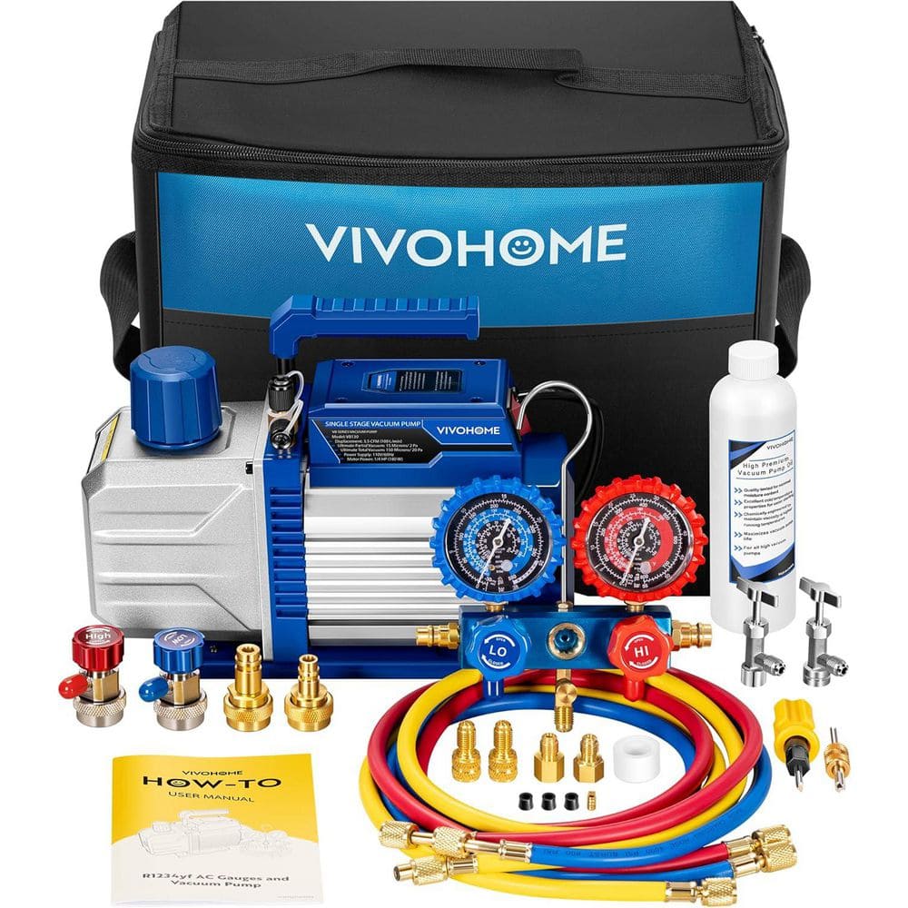 HO ホハフ　真空　7570B VIVOHOME 110V 1/4 HP 3.5CFM Single Stage HVAC Vacuum Pump and AC