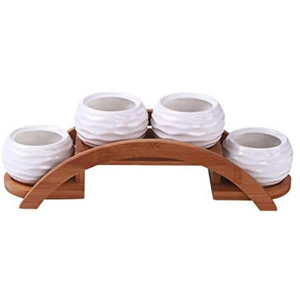 3.5 in. L x 3.5 in. W x 2.7 in. H White Indoor/Outdoor Ceramic Window Boxes and Throughs Succulent Planter Pots (4-Pack)