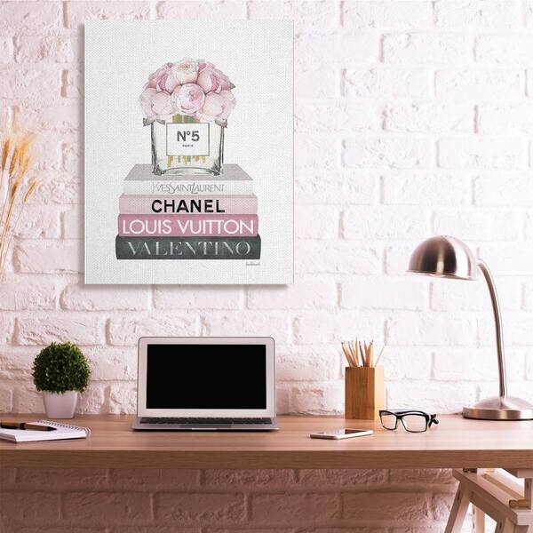 Stupell Industries Glam Rose Bouquet Over Women's Designer Books Canvas Wall Art - Pink - 30 x 40